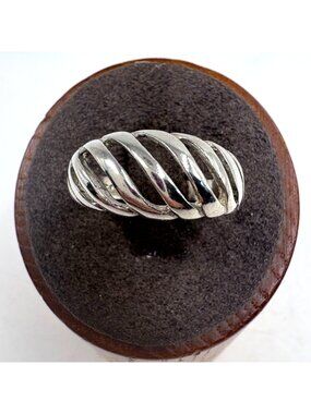 VTG Sterling Silver 925 Open Ribbed Design Tapered Band Ring Size 8.75